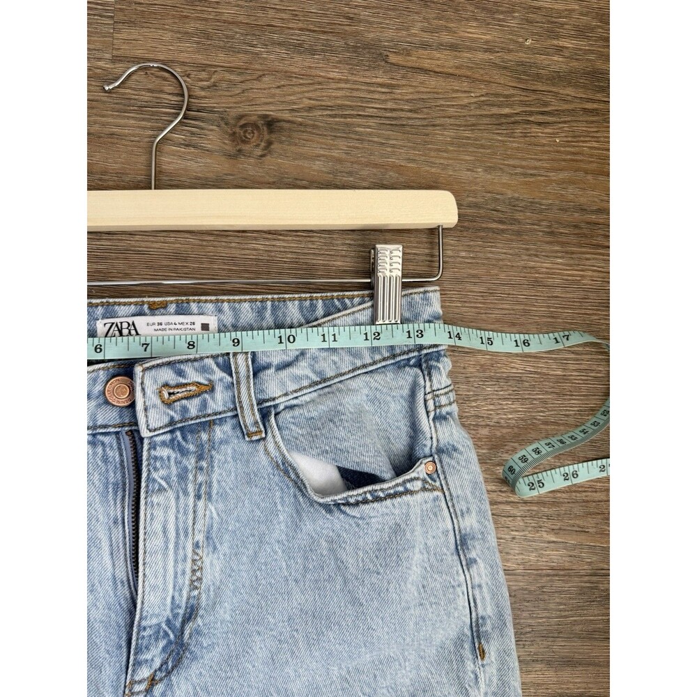 Zara Mom Jeans Womens US 4 EU 36 Light Wash High Rise Tapered Denim Pants 26 - Picture 6 of 7